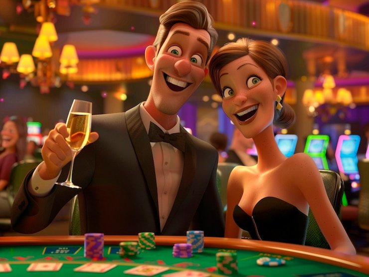 Pretty Gaming live-dealer blackjack table interface on mpoid slot showing HD stream and bet controls